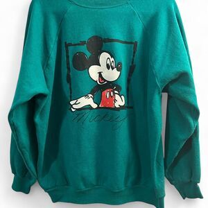 Vintage Mickey Unlimited Green Mickey Mouse Crewneck – Soft & Cozy (Fits L/XL)